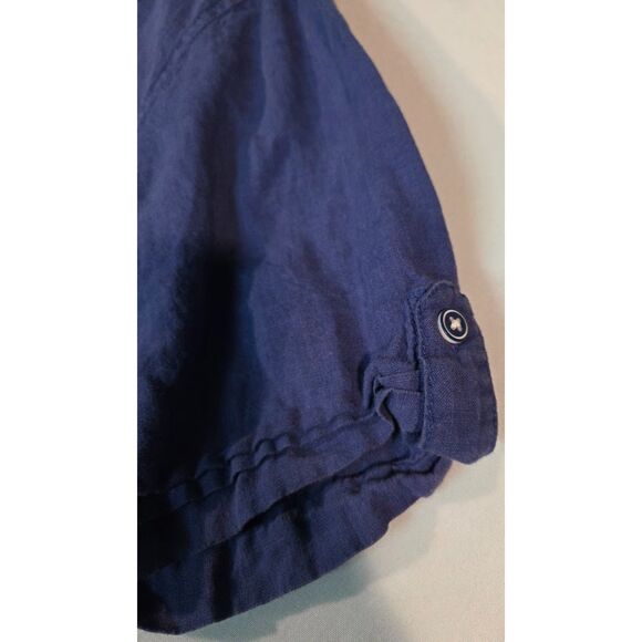 Bugatchi Uomo Blue Linen Button Down Shirt Men’s XL Shaped Fit Short Sleeve - Picture 5 of 7